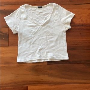 Brandy Melville white crop top with notch neckline